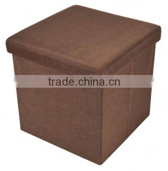 Brown Stain Resistant Folding Polyester Linen Storage Ottoman