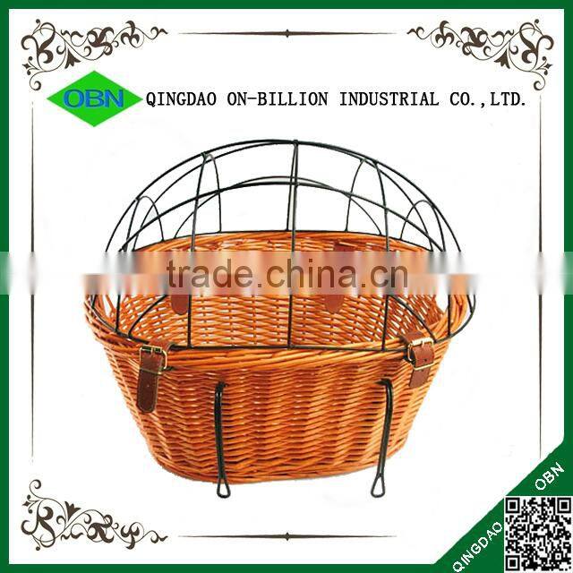 Handicraft woven wicker bike front basket