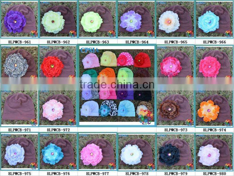 wholesale photo props Toddler Cotton knit beanie with peony flower