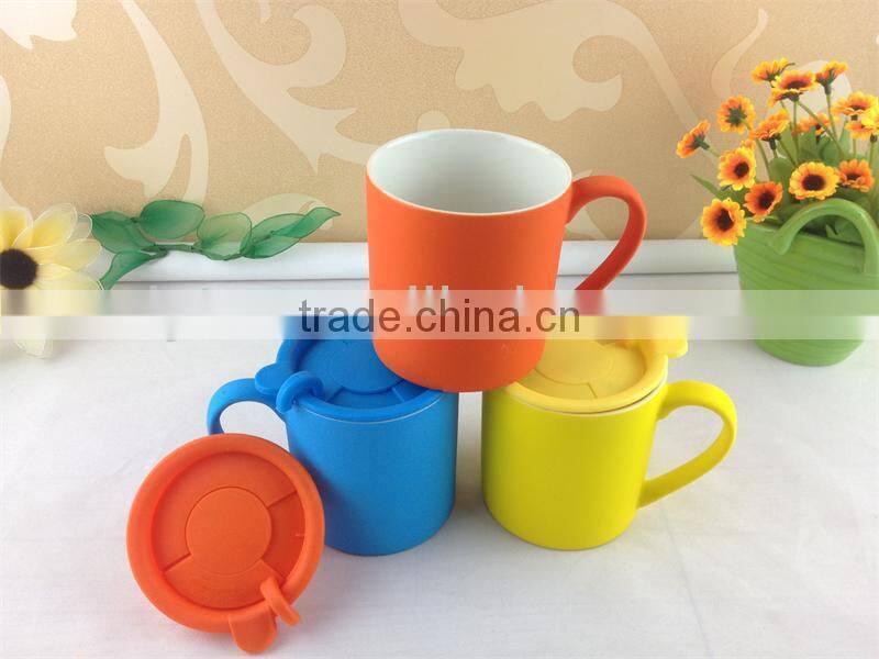 10 oz ceramic mug cup with plastic lid