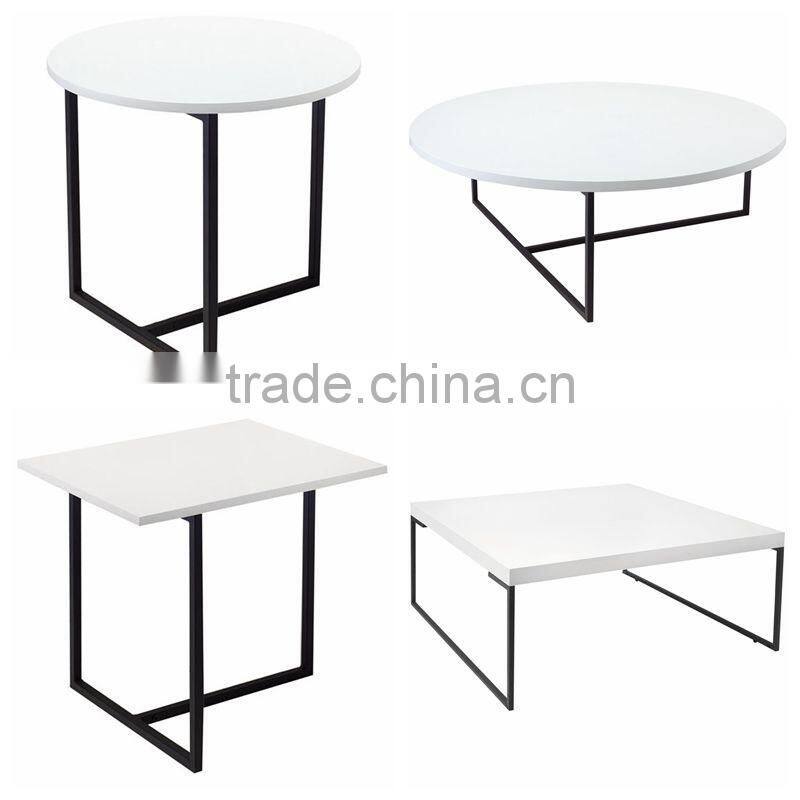 Euro Style white highlight lacquer round coffee table