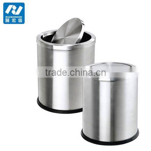 Indoor stainless steel swing lid waste disposal bin