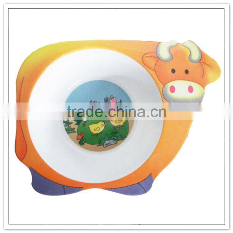 Contact food child safe funny cow shape baby feeding bowl