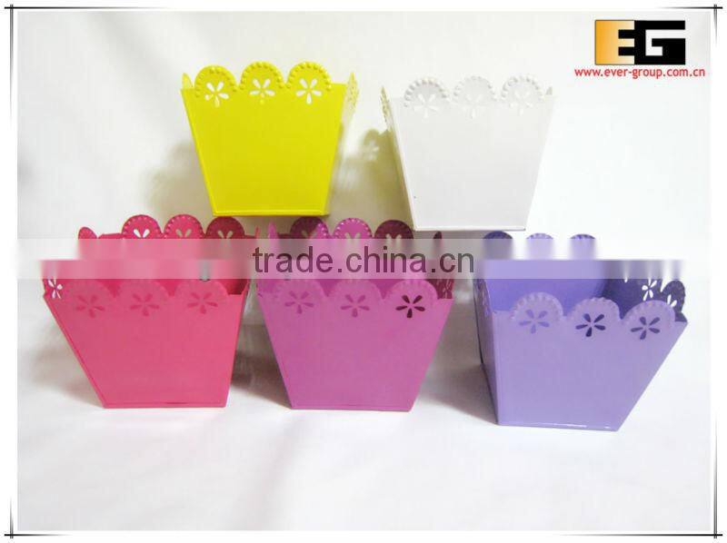 Galvanived tin sqaure shape plant pot