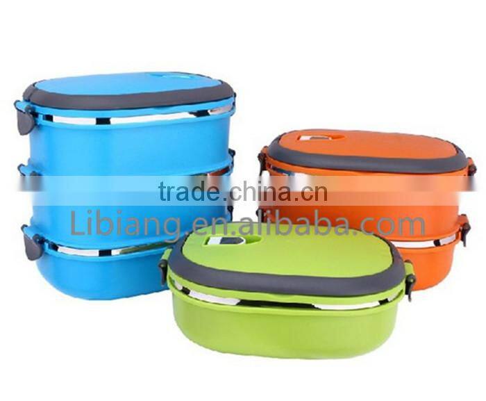 Wholesale three-layer stainless steel lunch box and practical messtin in three color