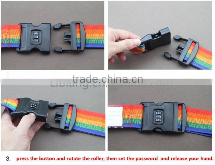 custom logo high quality luggage strap with lock