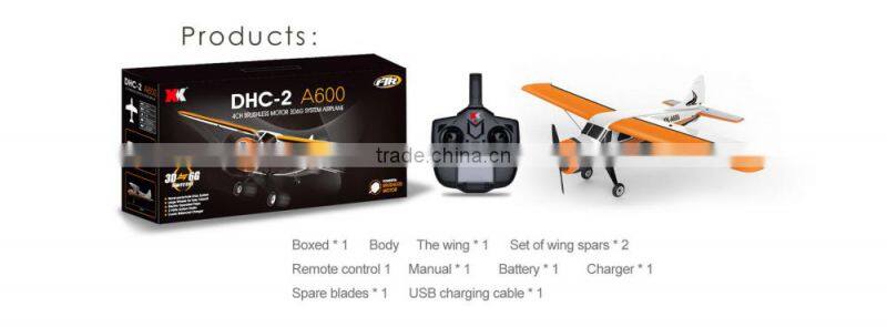 Newest Helicopter! XK DHC-2 A600 5CH 3D6G SYSTEM Remote Control Airplane Toy, WLtoys Helicopter Toy Model