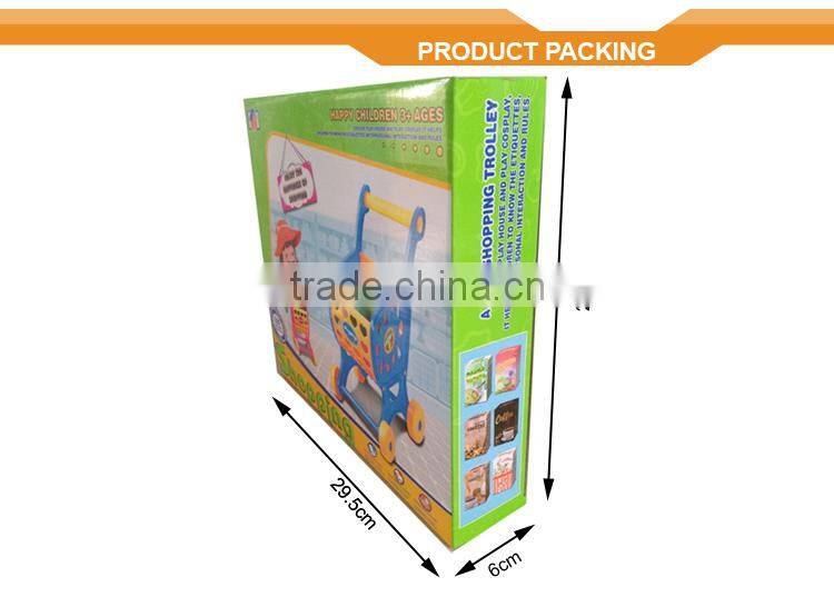 Toy shopping cart with fruit & vegetable supermarket trolley shopping cart toy car trolley