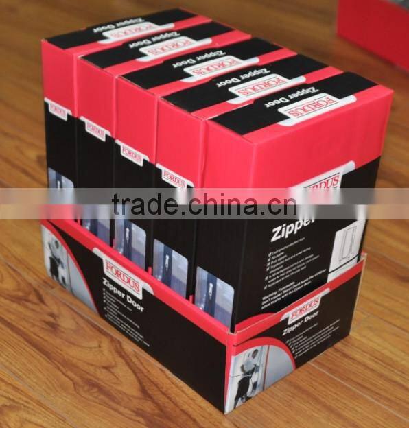 Plastic film protection and dust barrier zipper door