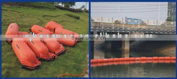 Portable and handy inflatable oil booms for inner river