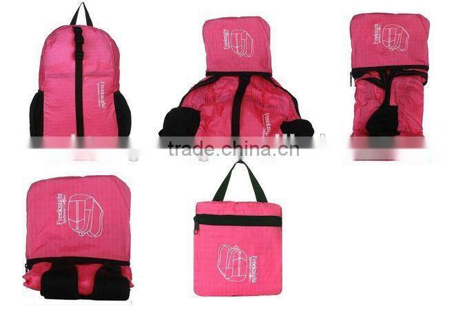 2014 promotional foldable soft backpack lightweight folding travel backpack, Pink(CF-209)