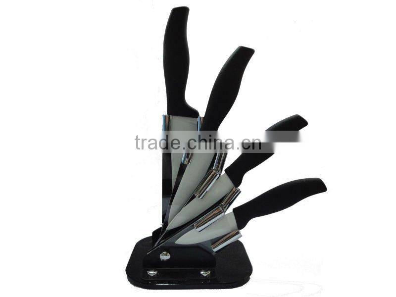 4 pieces ceramic kitchen knife set with Arylic block
