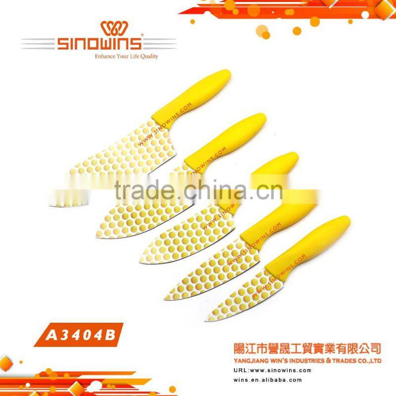 A3404-5 Super Quality Stainless Steel Kitchen Knife Set with Non-stick Coating