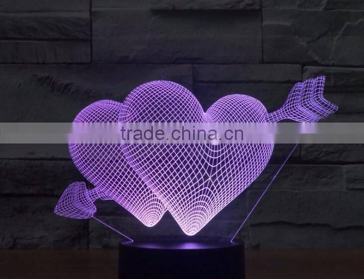 3D LED Acrylic Full Color Visual Lamp Light LOVE Symbol