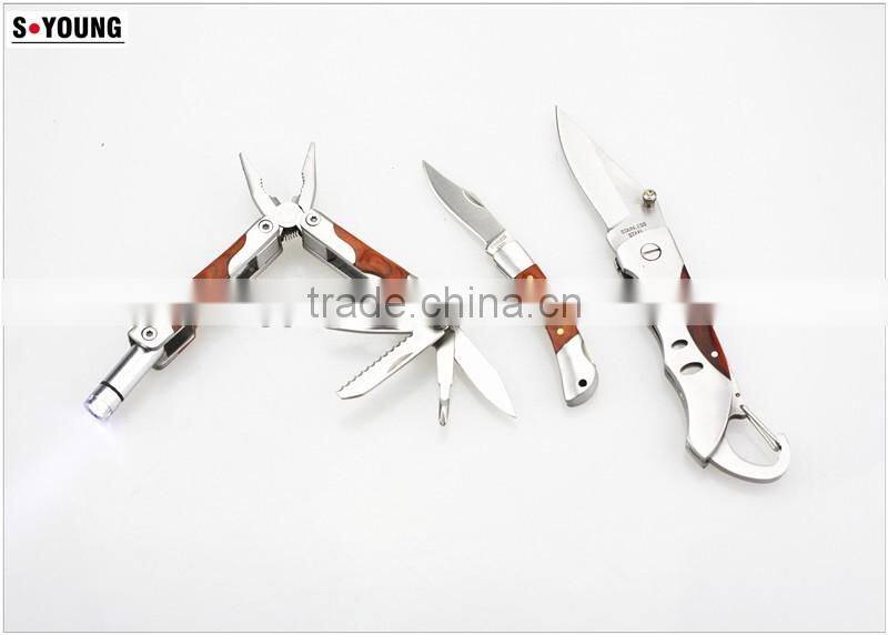 44061 high quality lockback knife set multi plier with wooden box