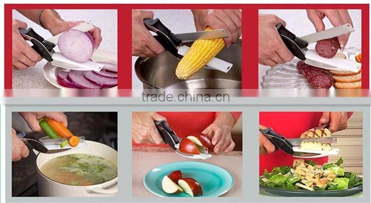 3in 1 Kitchen Clever Scissors Shears Multi Scissors Multi Function Cutter Food Choppers Smart Knife Board Vegetable Slicer