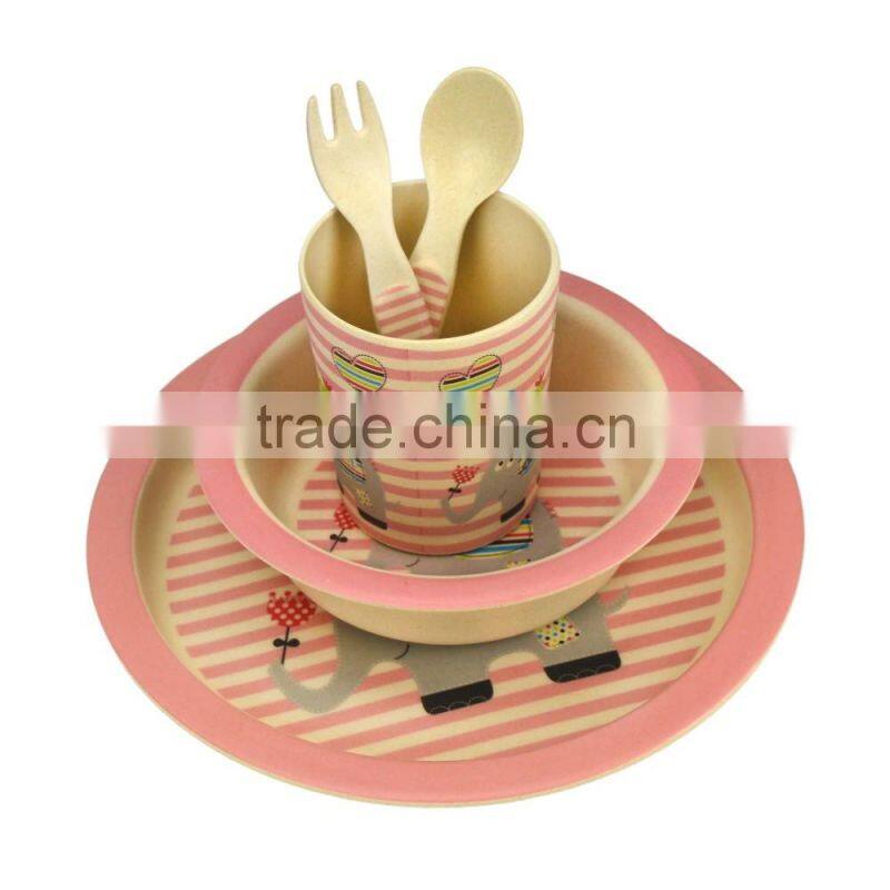 Wholesale Dishes Plate Set For Baby Kids Bamboo Fiber Dining Plate Set