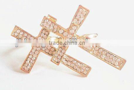 Double finger cross Alloy ring