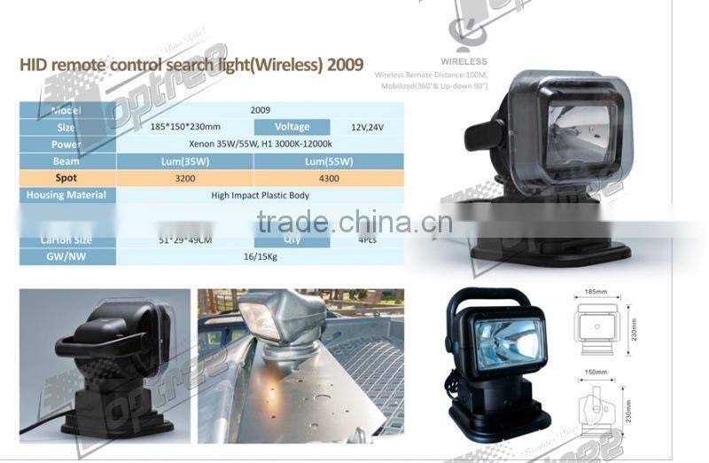 search light 50w 12v/24v xenon light/360degree hid wireless remote control led light