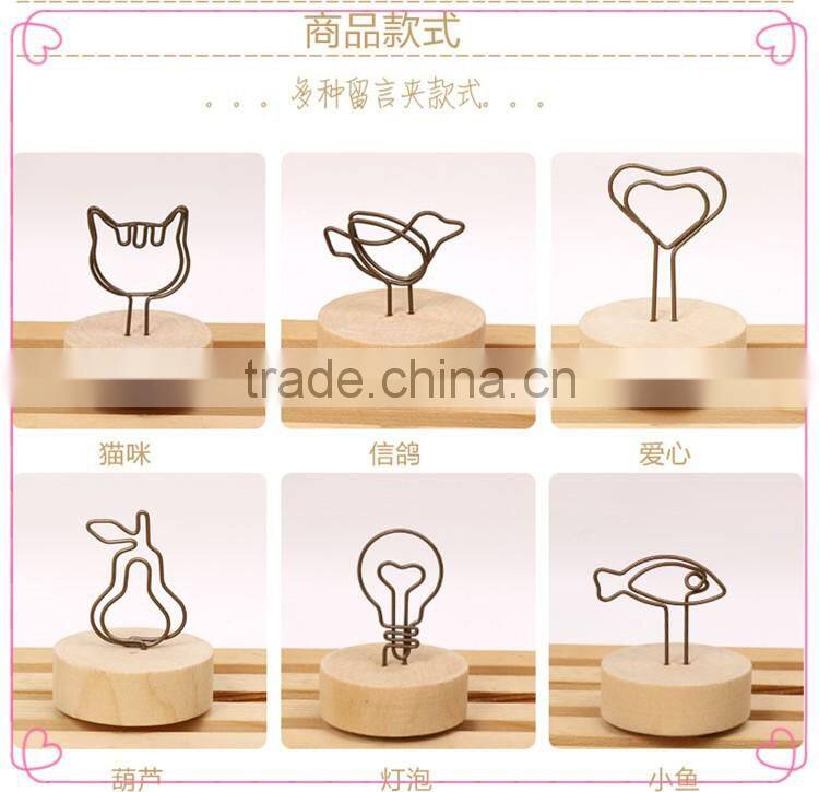Personalized Various Shapes Round Wooden Base Memo Card Clips