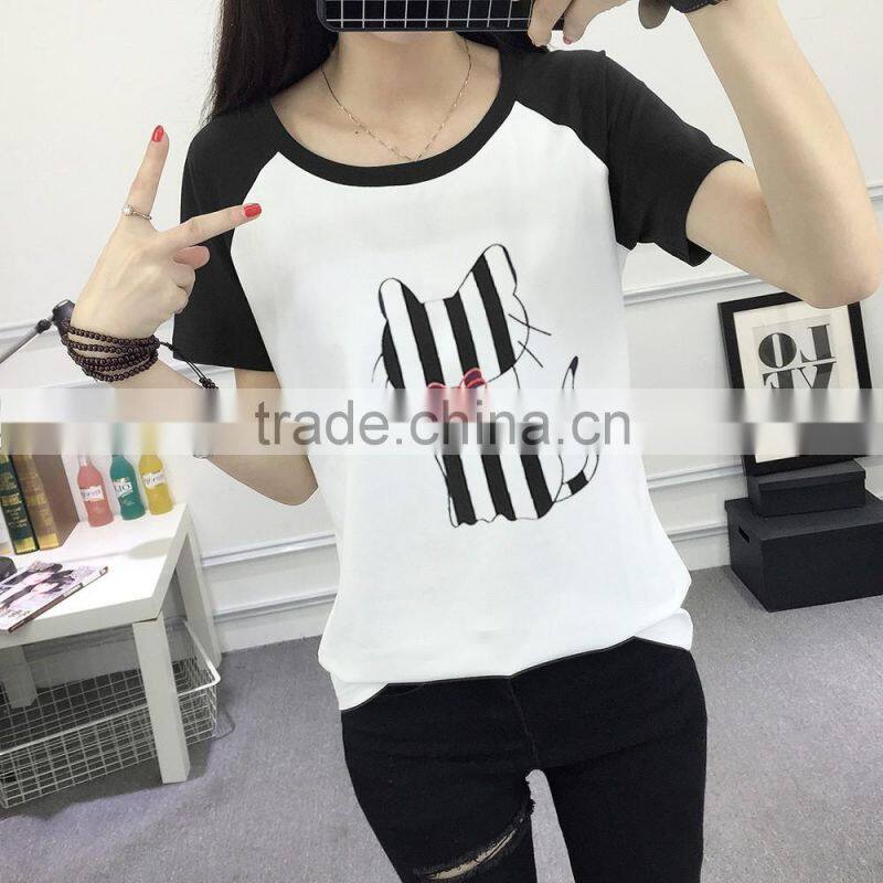 Custom Fashionable Logo Printing women Round Neck Short Sleeves T shirt