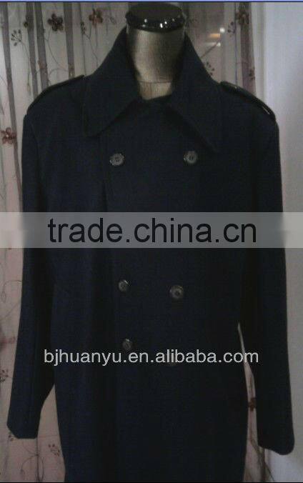 double breasted blue colour wool long overcoats for men