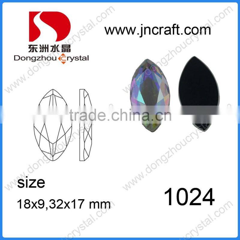 Hot sale navette shaped flat back jewelry decorative glass stones