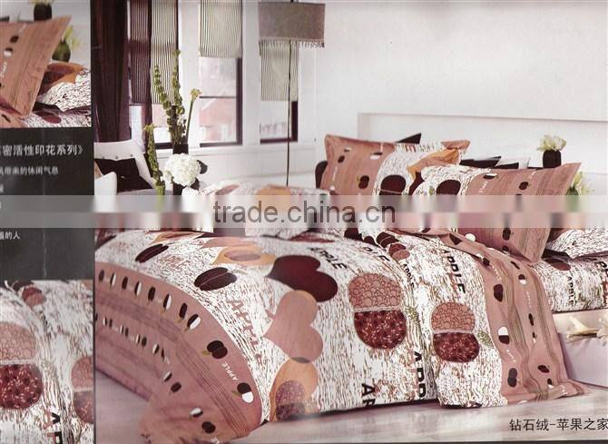 disperse printing flower design jacquard diamond velvet hotel bedding set