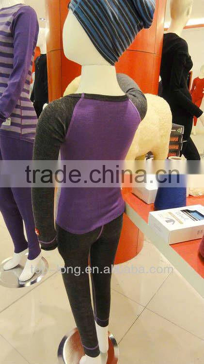 Kid's 100% merino wool thermal underwear for 11-14years old
