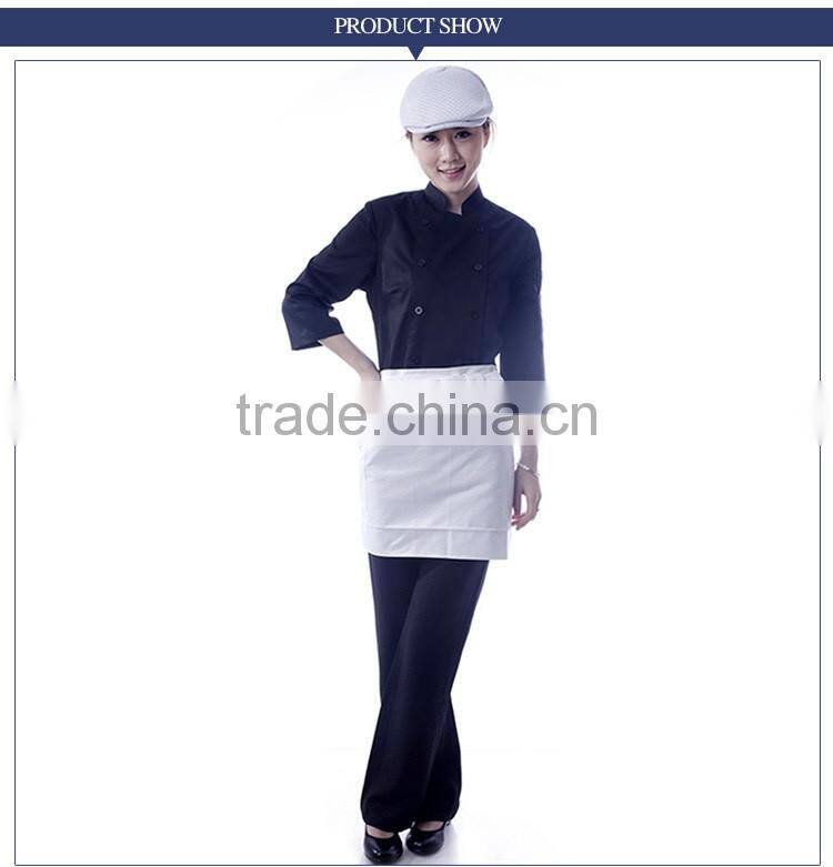 Custom 65% Cotton 35% Polyester Black Chef Uniform