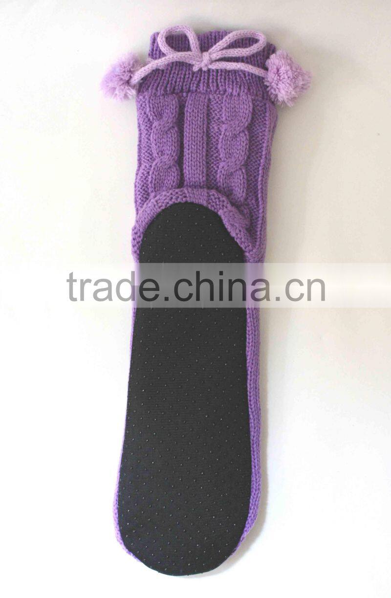 Women pompom warmer indoor slipper socks