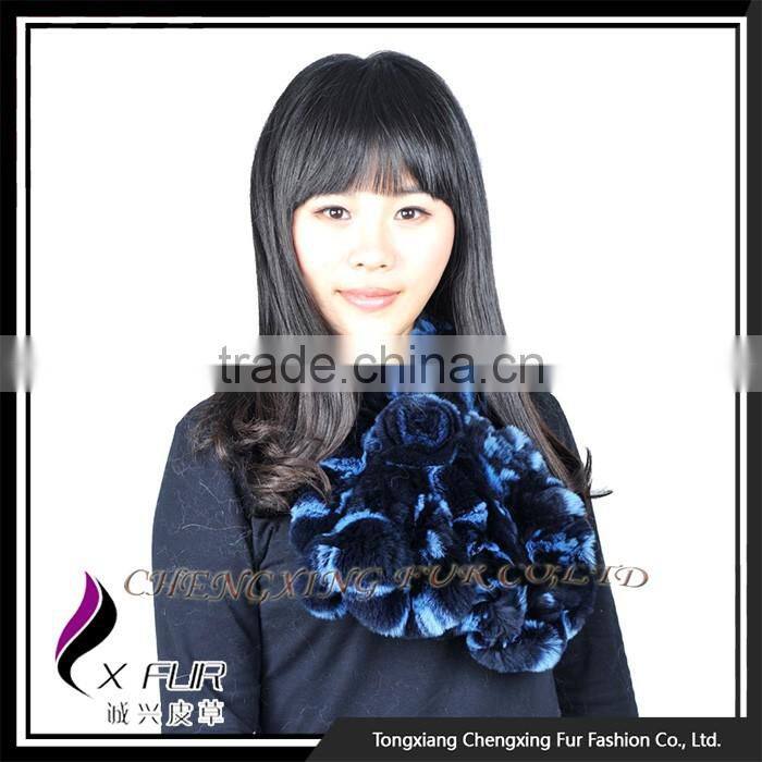CX-S-48Q Frost Genuine Ladies Rex Rabbit Fur Scarf