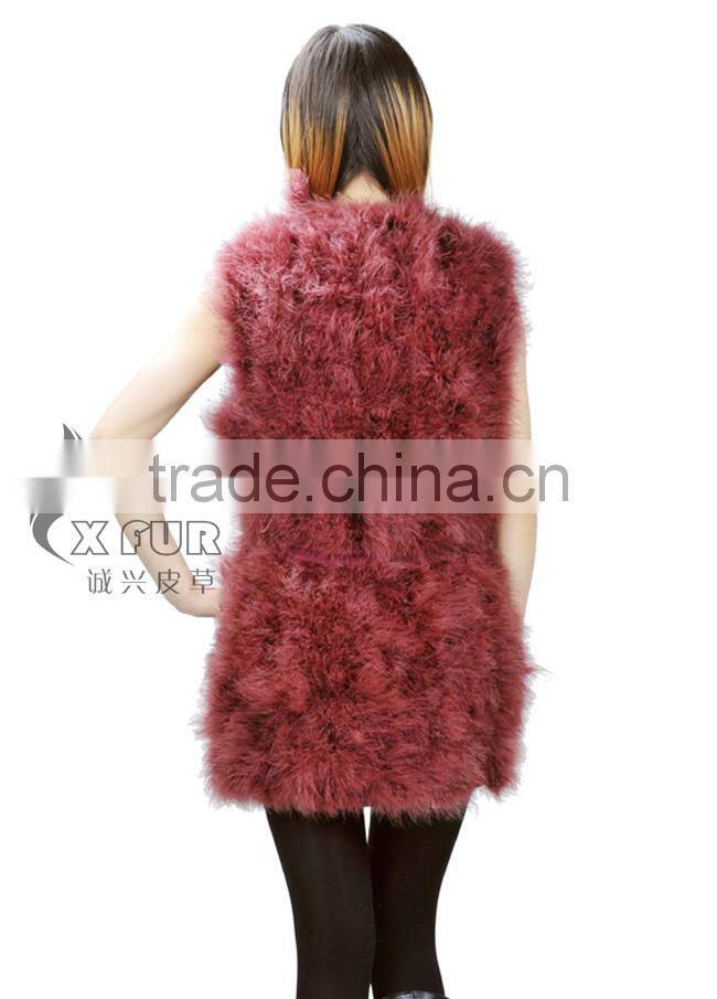 CX-G-B-137D Feather Vest Genuine Turkey Fur Ladies Vest Dress