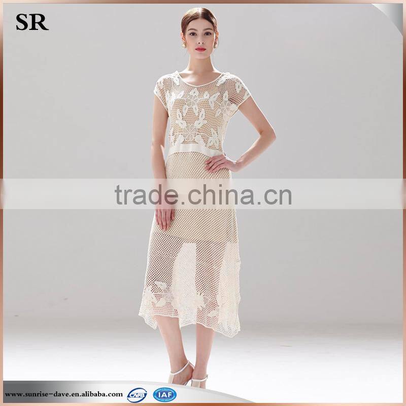 machine crochet popular ladies long evening party fashion dress