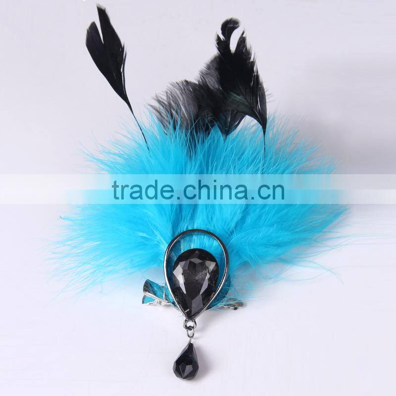 Trendy Bowknot Rhinestone Inlaid Brooches Feather Embellished Dual-use Hairpin Brooch for Costume Jewelry