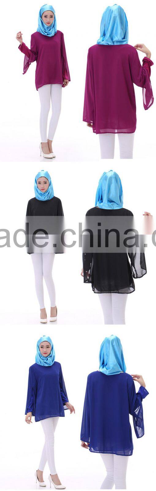 Zakiyyah 5517 China supplier ethnic islamic short blouse kaftan tops abaya for malaysia women Thick chiffon clothing