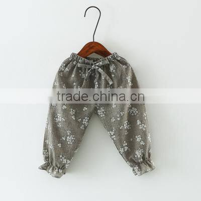 Children's trousers summer baby air conditioning thin pants cotton and linen printed girls children's lantern pants
