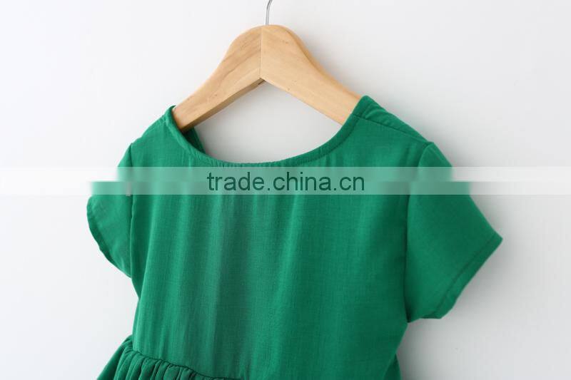 Boutique Children Clothing Green Ruffle Dress Girl Princess Dresses Wholesale
