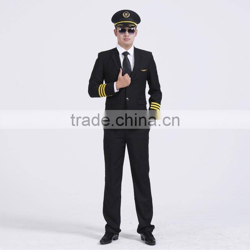 Juqian custom good quality factory price winter style long sleeve mens airline pilot uniform for captain