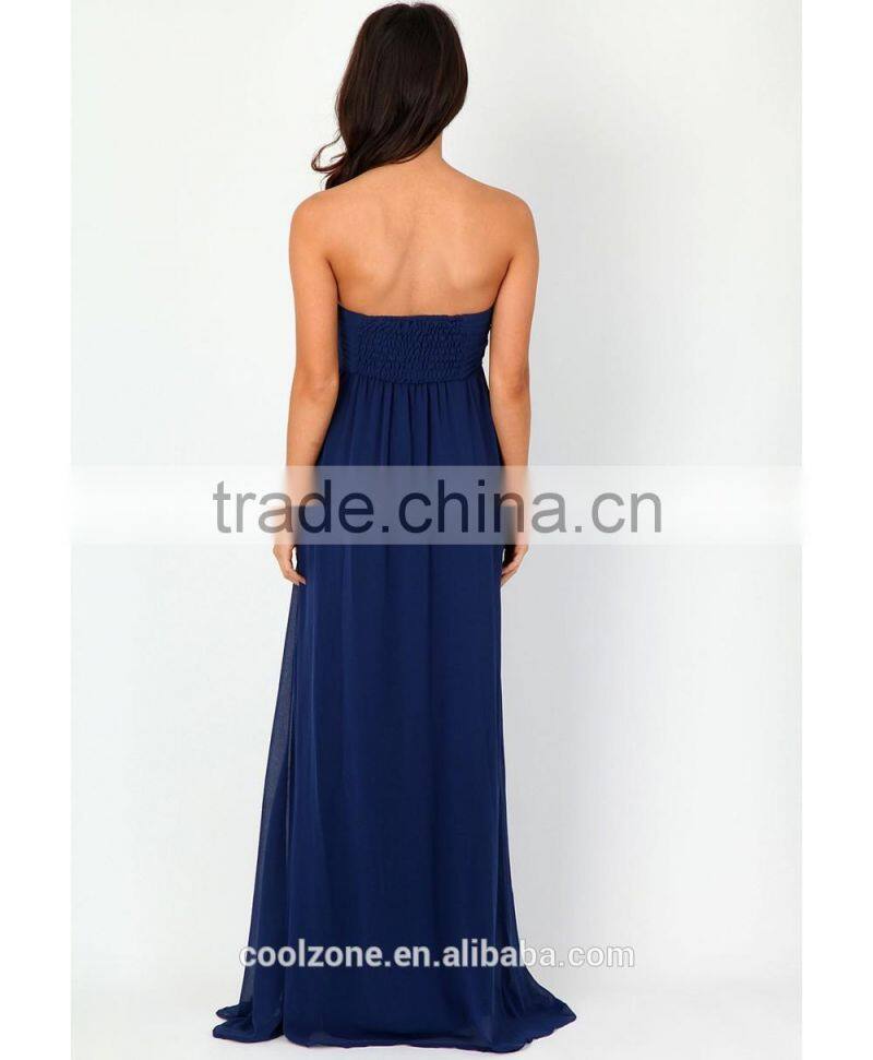 100% Polyester fully lined maxi dress women sweetheart neckline detail chiffon dress 2016