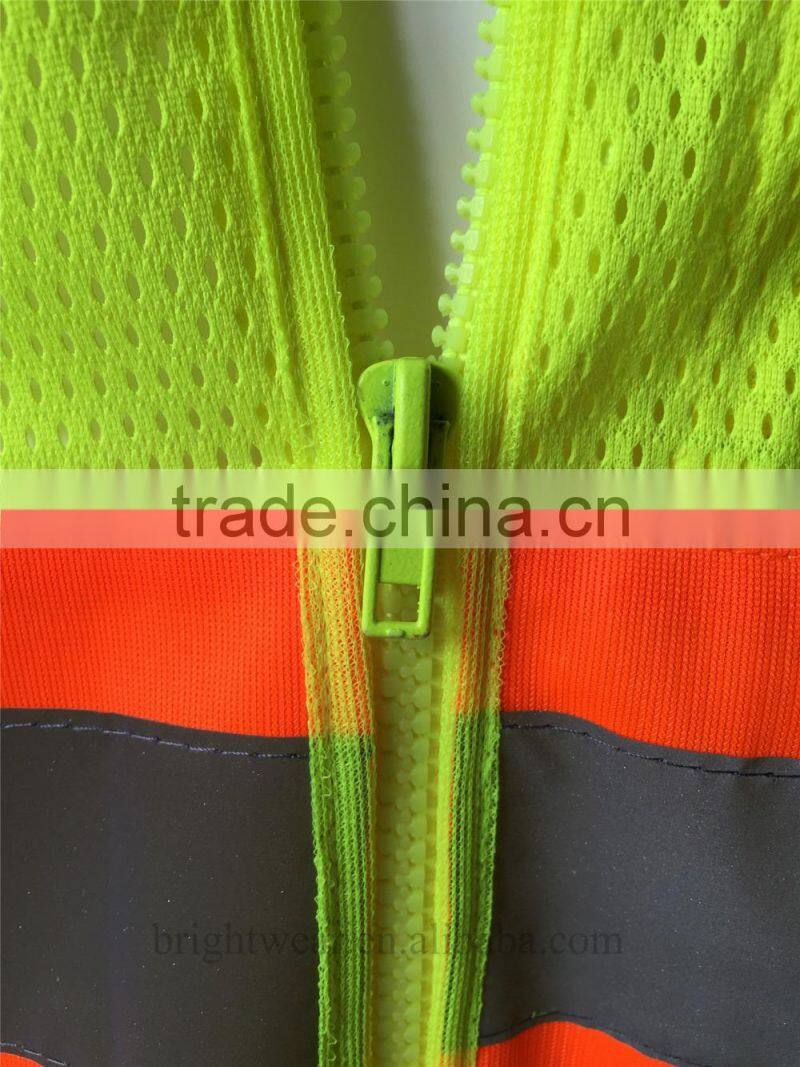 ANSI/ISEA107 hi vis mesh vest with reflective tape