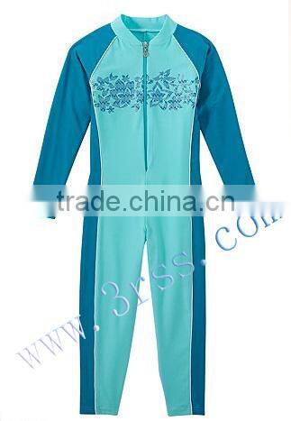 kid's short sleeve one piece rash guard for girl