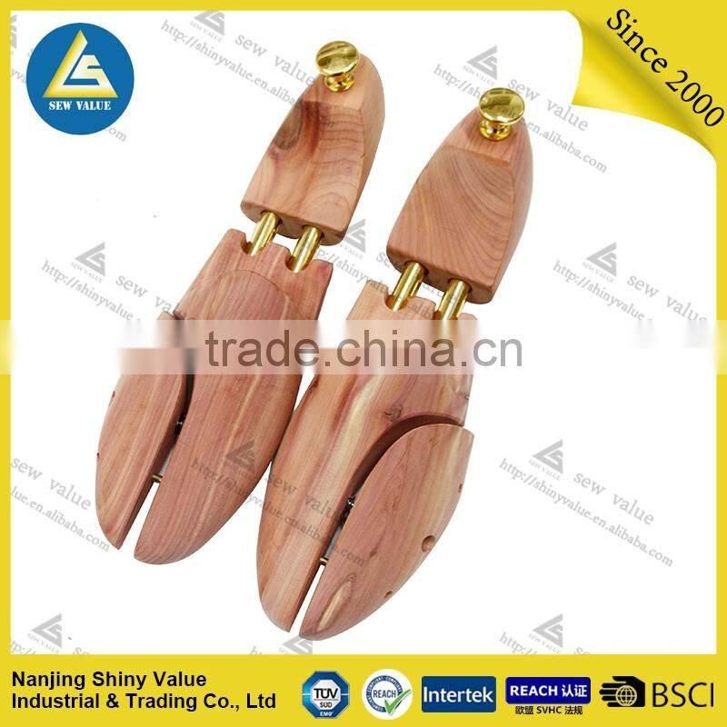 American red cedar wood type wooden shoe stretcher with metal cap