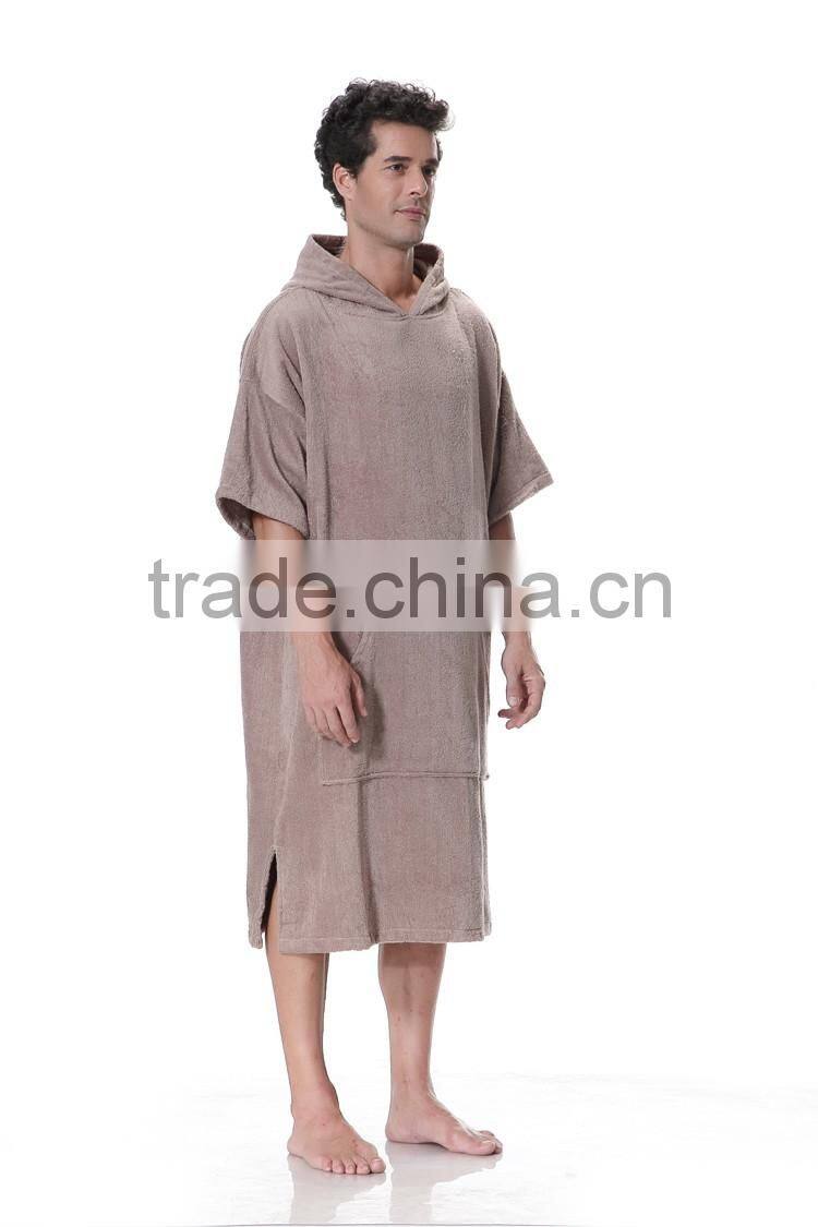 Gray poncho hooded with pocket short sleeve