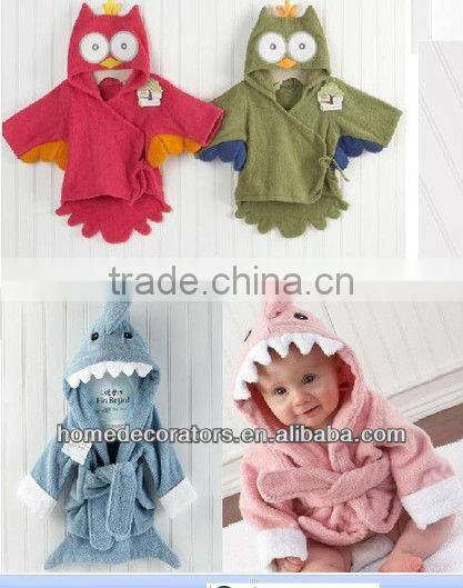 2014 100% cotton breathable animal baby bath robe/kids bath robes
