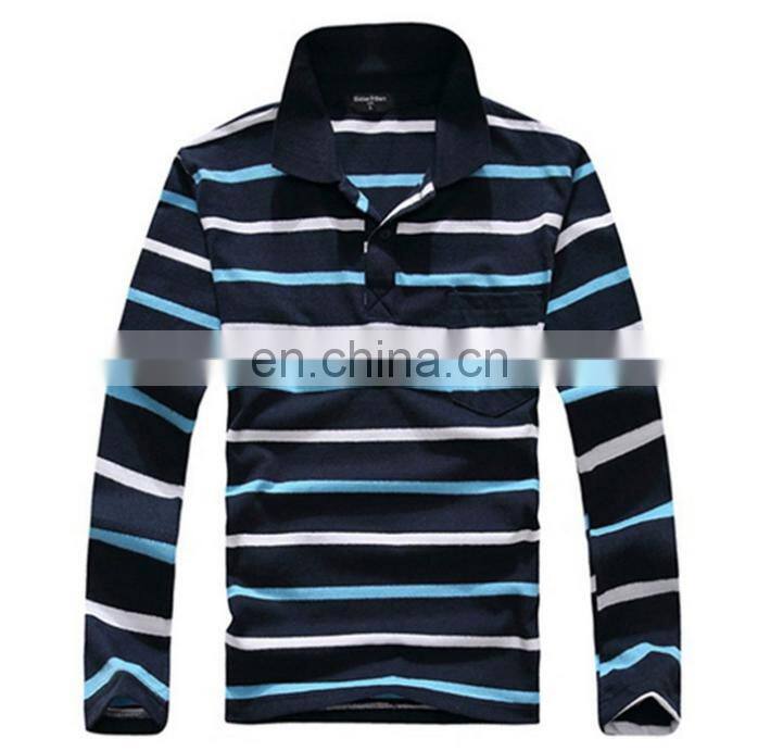 China Supplier 2016 Fashion Wholesale Clothing Man Cheap Polo Shirt Stripe Design Cotton Men's Long Sleeve Polo Shirt