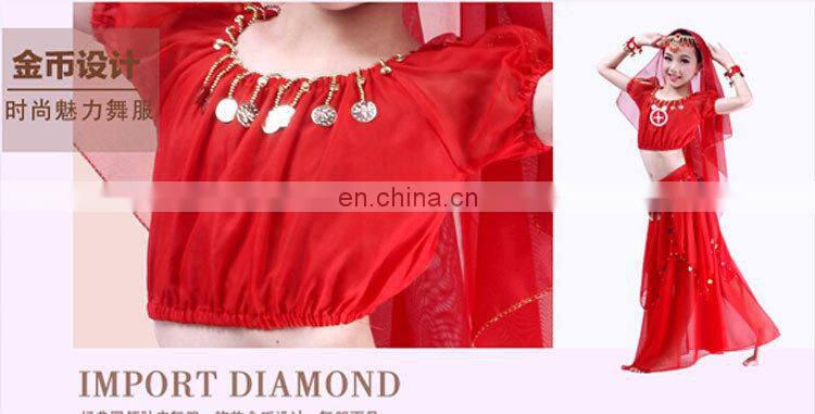 ET-136 Arabic practice children girls belly dance wear clothes 4pcs/2pcs suit
