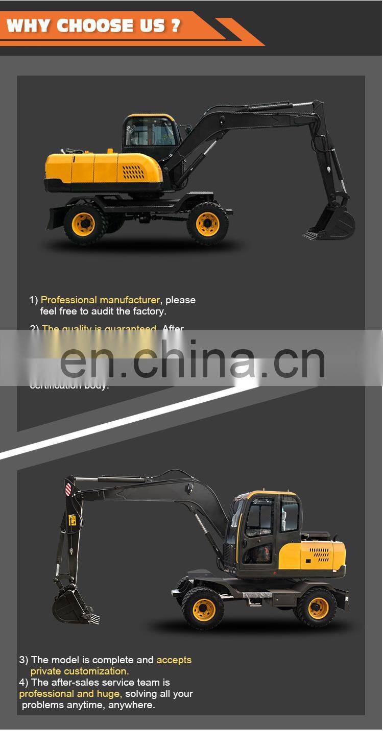 Farm use low fuel consumption wheel mini loader excavator with grapple