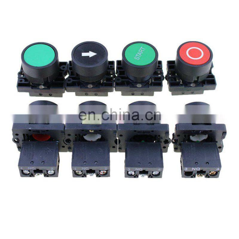 22mm start stop button with the arrow symbol XB2 flat touch switch button, Self reset button switch dot switch
