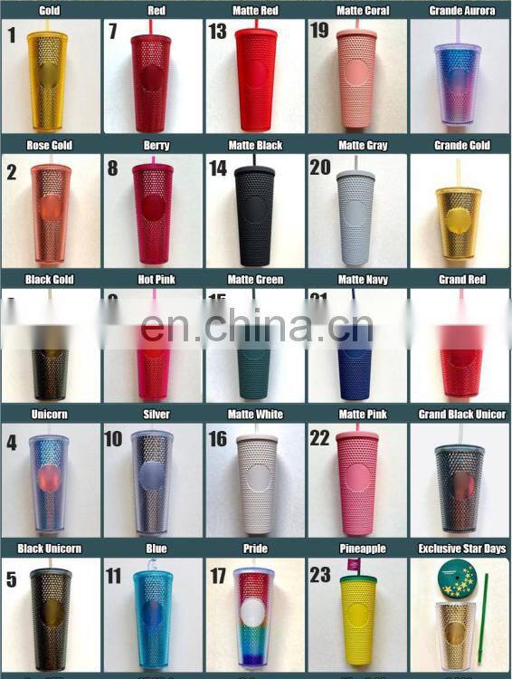 2021 Hot Selling Studded Matte Cup Double Wall Plastic Tumbler Studded Tumbler Cups with Lid And Straw